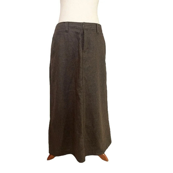 Vtg Eddie Bauer Women Wool Blend Maxi Skirt Brown 6 P Minimalist Lined Academia - Picture 1 of 9